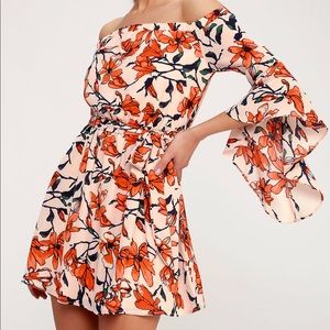Blushing Blooms Floral Off-the-Shoulder Dress